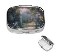 Pill Case with Mirror Retro 2 Compartment Pill Box Secret Garden Small Pill Organizer for Purse or Pocket Decorative Metal Medicine Vitamin Organizer Unique Gifts