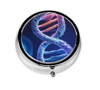 Pill Case with Mirror Retro 3 Compartment Pill Box DNA Genetic Helix Small Pill Organizer for Purse or Pocket Decorative Metal Medicine Vitamin Organizer Unique Gifts