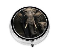 Pill Case with Mirror Retro 3 Compartment Pill Box Elephant Black Small Pill Organizer for Purse or Pocket Decorative Metal Medicine Vitamin Organizer Unique Gifts