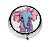 Pill Case with Mirror Retro 3 Compartment Pill Box Flower Cartoon Elephant Small Pill Organizer for Purse or Pocket Decorative Metal Medicine Vitamin Organizer Unique Gifts