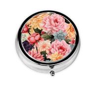 Pill Case with Mirror Retro 3 Compartment Pill Box Flower Pattern Small Pill Organizer for Purse or Pocket Decorative Metal Medicine Vitamin Organizer Unique Gifts