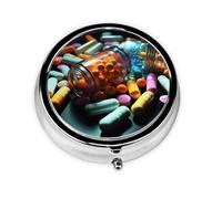 Pill Case with Mirror Retro 3 Compartment Pill Box Medicine Pills Small Pill Organizer for Purse or Pocket Decorative Metal Medicine Vitamin Organizer Unique Gifts
