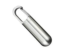 Pill Container Keychain, J21 Stainless Steel Medicine Container Portable Mini Pill Case Keychain Portable Pill Case Bottle Holder Keychain for Outdoor Travel (L)