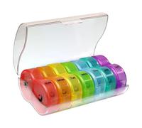 Pill Container - Organiser for Pill Boxes - Clear Body Tablet Container, Colourful Clear Daily Portable Supplement Container for Medicines Purse Bag Reminder Seniors Storage Travel