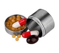 Pill Container, Sealing Box, Stainless Steel, Airtight Daily Pill Box, Personal Pill Box for Elderly, Fitness Enthusiasts and Travellers, Tea Container for Loose Tea