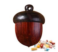 Pill Container, Wood Pine Nut Shape Organizer for Travel with Cute Compact Design Ideal for Daily Medication Pills Storage Jewelry Accessories Perfect to Purse Pocket Handbag Carry