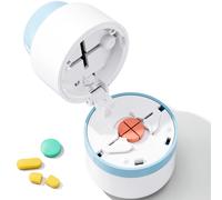 Pill Cutter 1/4 - Pill Splitter with Stainless Steel Blade for Cutting Small Pills or Large Pills in one Fourth, Suitable for Cuting Vitamins, Tablets (1-4 Blue)
