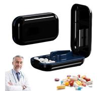 Pill Cutter, 2025 New Pill Cutter for Small Pills, Tablet Cutter for Pills, Pill Box Organiser with Blade and Storage Compartment, Child, Dog, Cat, Pet, Travel (Black)