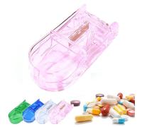Pill Cutter and Splitter with Storage,Multiple Pill Cutters for Small or Large Pills in Half,Pill Cutter/Separator with Guard for Cutting Pills,Vitamins,Tablets,Daily Medicine Organizer (Pink)