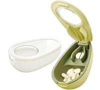Pill Cutter, Avocado-Shaped Splitter with 2 Compartments for Small & Large Pills, Sharp Stainless Steel Blade, Safety Lock Non-Slip Design, Portable Medicine Tool for Home Travel