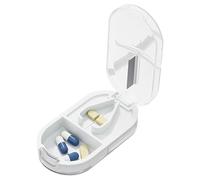 Pill Cutter Box - Pill Cutter and Organizer Combination - Portable Pill Cutter with Integrated Pill Compartment to Cut the Strongest Pills