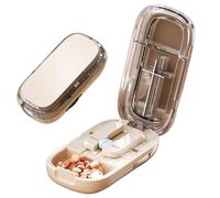 Pill Cutter for Cutting Multiple Tablets 1/2 1/4 Pill Splitter for Large, Small and Small Pills Portable Pill Cutter Storage Organizer Precise Centering Alignment White
