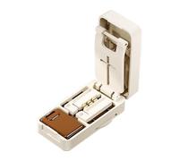 Pill Cutter for Small and Tiny Pills,Portable Pill Splitter with Non-Slip Silicone Mat，Hidden Blade,Medicine Storage Bin with Cover (White Brown)