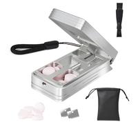 Pill Cutter for Small and Tiny Pills, Professional Aluminum Pill Splitter with Auto Centering Device and 2 Replaceable Stainless Steel Blades, Portable Pill Splitter with PU Case (Silver)