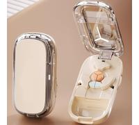 Pill Cutter for Small Pills, Adjustable Multiple Pills Splitter with Centering Device, Split into 1/2 1/3 1/4, Portable Pill Cutter with Storage Box, Easy to Carry for Going Out (White, 1/2+1/3)