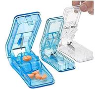 Pill Cutter - (Pack of 3) - V- Grip Pill Crusher and Cutter for Vitamins, Big & Small Pills, and Medication - Transparent Pill Splitter with Pill Holder Case to Split