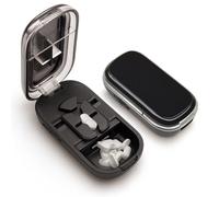 Pill Cutter, Portable 1/2 1/3 1/4 Tablet Cutter for Pills, Pill Cutters Splitter for Small & Tiny & Large Pills, Pill Splitter Tablet Splitter with Hidden Stainless Steel Blade & Pill Dispenser(Black)
