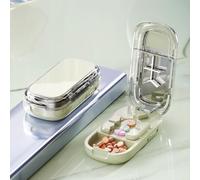 Pill Cutter Portable Tablet Cutter with Stainless Steel Blade and Storage Compartment 2-in-1 Adjustable Pill Splitter Cuttable Halves/Third/Quarters Tablet Case for Small or Large Pills (Green)