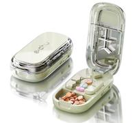 Pill Cutter Splitter for Small and Tiny Pills - Daily Pill Organizer with Professional Adjustable Cutter Splitter for Cutting Multiple Pills, Pill Case for Travel Purse Pocket (Green)