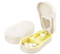 Pill Cutter Splitter for Small and Tiny Pills - Premium Silicone Precision Pill Splitter - Designed for Swallowing Difficulties & Pets. Nonslip Pad. Wrap-Around Blade Guard. Back Storage (White)