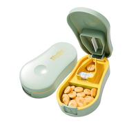 Pill Cutter Splitter for Small and Tiny Pills - Professional Pill Cutter for Small or Large Pills | Wrap-Around Blade Guard | Detachable Nonslip V-Shaped Pad (Green)