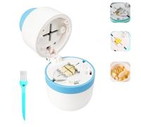 Pill Cutter/Storage, Stainless Steel Blade Pill Splitter, 1/2, 1/4 Clean Cut, Tablet Cutter for Pills, Portable Pill Cutters for Small or Large Pills(Blue)