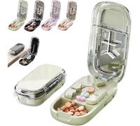 Pill Cutter, Tablet Cutter,Professional Portable Pill Cutter Splitter for Small and Tiny Pills, 1/2 1/3 1/4 Cutter with Stainless Steel Blades and Storage Box,Compact Storage Box with Boxes (Green)