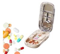 Pill Cutter, Tablet Divider with Stainless Steel Blade, Tablet Splitting with Pill Storage Compartments, Pills Splitter for Large Small and Tiny Pills,Cutting and Storage-White 1/2+1/3+1/4