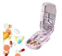 Pill Cutter, Tablet Divider with Stainless Steel Blade, Tablet Splitting with Pill Storage Compartments, Pills Splitter for Large Small and Tiny Pills,Cutting and Storage-Pink 1/2+1/3+1/4