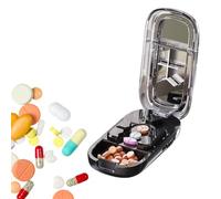 Pill Cutter, Tablet Divider with Stainless Steel Blade, Tablet Splitting with Pill Storage Compartments, Pills Splitter for Large Small and Tiny Pills,Cutting and Storage-Black 1/2+1/3+1/4