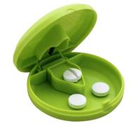 Pill Cutter,Travel Sized Round Tablet Divider with Stainless Steel | Easy Carry Tablets Organizer Box with Built In Buckles for Supplements, Pills