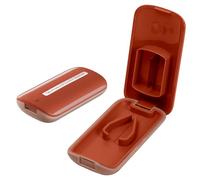 Pill Cutter, Ultra-Thin Stainless Steel Blade with Detachable Silicone Liner, Built-in Tablet Holder for Small Pills, Portable Pill Splitter for Precise Half or Quarter Doses (Brown)