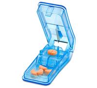 Pill Cutter - V- Grip Pill Crusher and Cutter for Vitamins, Big & Small Pills, and Medication - Transparent Pill Splitter with Pill Holder Case to Split