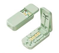 Pill Cutter with Precision 2-in-1 3-in-1 4-in-1 Splitter Light Green for Small Large Tiny Pills Safe Stainless Steel Blade Portable Medication Management Tool