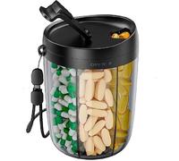 Pill Dispenser Compartments, Pill Bottle Organizer for Travel,Supplement Pill Box with Extra Large 6 Compartments,Medication Organiser Storage Vitamin Holder, Medicine Container Pill Bottle