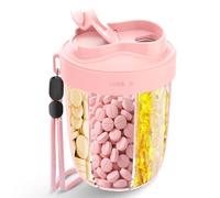 Pill Dispenser with 7 Large Compartments, Cute Portable Supplement Pill Box with Anti-Mixing & Wide Openings for Easy Use, Easy to Retrieve Meds,Includes 20 Pcs Labels,Travel Pill Organizer-Dark Pink