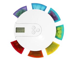 Pill Dispenser with Alarm - Timed Medicine Organizer for Elderly, Large Digital Display with 4 Daily Alarms | Portable 7 Day Tablet Box for a Stocka