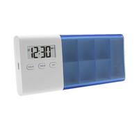 Pill Holder - Portable Automatic Dispenser | 7 Compartment Battery Organizer, Timed USB Pill Box with Flicker Vibration Warning and LCD Display for Elderly People with A