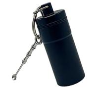 Pill Keychain Container - with Metal Spoon Small Box | Keychain Travel Pill Case for Purse - for Fish Oil Supplements Jewelry Adults Men Women Daily Work Travel Hiking Camping