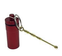 Pill Keychain with Small Metal Spoon Key Ring Pocket Pill Container for Men Fish Oil Jewelry Women