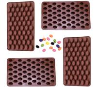 Pill Molds 4Pcs 55 Cavity Chocolate Moulds Mini Coffee Beans Chocolate Molds Safe Capsule Shape Oval Pill Molds for Making Pills Chocolate DIY Baking Molds Tray for Truffle Candy Chocolate Sweet