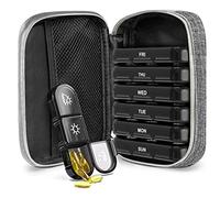 Pill Organiser 7 Day 3 Times,Travel Pill Organiser, Weekly Pill Box Organisers,Portable Light Proof Canvas Bag Pill Box,Store Medication, Vitamin, Fish Oil, Supplement (Grey)