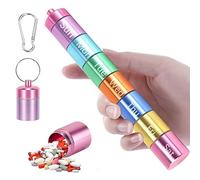 Pill Organiser, Aluminium Alloy Pill Boxes 7 Day 1 Times a Day, Waterproof Travel Tablet Medication Organizer, Portable Weekly Pill Box 7 Day, Dosette Box Metal Pill Organiser for Vitamin, Fish Oil