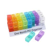 Pill Organiser Monthly Morning / Afternoon, Medicine Organiser 31 Days Morning / Afternoon Daily Removable Pill Case with 32 Compartments for Every Day, Pill Dispenser Supplements Box