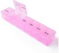 Pill Organiser, Pill Box 7 Day. Mon-Sun. 1 Times a Day Weekly Medicine Storage Box. Strong Box. Pink