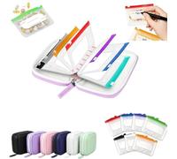 Pill Organiser Set with 7 Colour-Coded Pouches, Waterproof, Reusable, Zippered Binder Design, 7-14 Day Travel Medicine Storage (Purple)