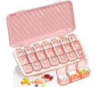 Pill Organizer 3 Times A Day, 7 Day Pill Box - GloDeals Weekly Pill Organizer, Portable Removable Daily Medicine Container Dispenser Case for Vitamin Fish Oil Supplement, Pink