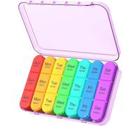 Pill Organizer 3 Times a Day, 7-Day Weekly Pill Box with Color-Coded Compartments, Daily Medicine Organizer Case for Morning/Noon/Night Doses - Holds Vitamins, Medications