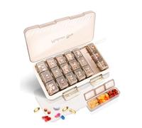 Pill Organizer 3 Times a Day, Cisrgo Weekly Pill Box, Large 7 Day Pill Organizer, Portable Family/Travel Medicine Case for Pills, Vitamins, Fish Oil and Supplements, Brown