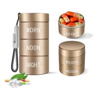 Pill Organizer 3 Times A Day Large Compartment, Stackable Travel Pill Case Aluminum Pill Container Everyday Pill Carrier Vitamin Medicine Box, Easy Open and Refill, Removable Compartments
